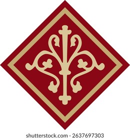 Vector gold and red ancient Roman ornament elements. Classic European parts of patterns. Lili and Krovns
