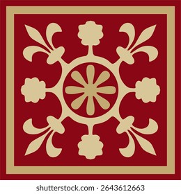 Vector gold and red ancient Roman ornament elements. Classic European parts of patterns. Lili and Krovns
