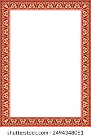 Oro Vector con adorno de la plaza nacional árabe roja.  Rectángulo étnico, marco de los pueblos orientales. Pintura persa.
