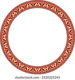 Vector gold with red Arabic national round ornament.  Ethnic circle, frame, ring of eastern peoples. Persian painting.
