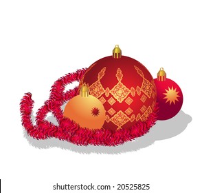 Vector gold - red christmas ball