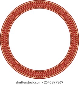 Vector gold with red classic Greek round ornament. Circle of Ancient Greece and the Roman Empire. Byzantine painting of walls, floors and ceilings. Decoration of European palaces.
