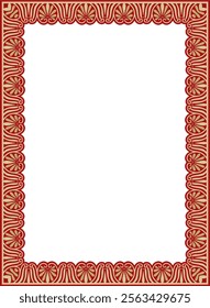 Vector gold with red classic Greek square ornament. Rectangle of Ancient Greece and Roman Empire. Byzantine painting of walls, floors and ceilings. Decoration of European palaces.
