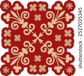 Vector gold with red gothic ornament. Medieval European art. Traditional patterns of Catholic cathedrals.
