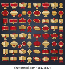 Vector gold and red logo badges and frames collection