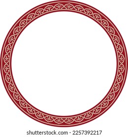 Vector gold and red round Chinese ornament. Frame, border, circle, ring of Asian peoples of the East.