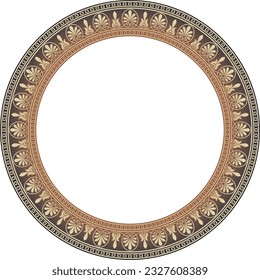 Vector gold and red round classical Greek ornament. European ornament. Border, frame, circle, ring Ancient Greece, Roman Empire.

