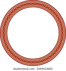 Vector gold with red round Egyptian ornament. Circle, frame, ring of ancient Egypt.Pattern of lotus flowers and sun
