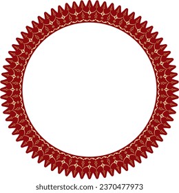 Vector gold with red round Turkish ornament. Ottoman circle, ring, frame.