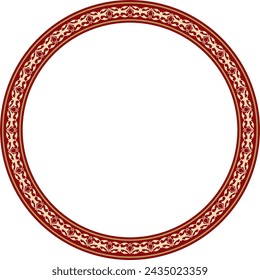 Vector gold with red round Turkish ornament. Ottoman circle, ring, frame.