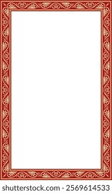 Vector gold and red square classic byzantine ornament. Rectangle, border, Ancient Greece, Eastern Roman Empire frame. Decoration of the Russian Orthodox Church
