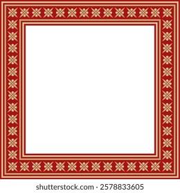 Vector gold and red square classic byzantine ornament. Rectangle, border, Ancient Greece, Eastern Roman Empire frame. Decoration of the Russian Orthodox Church
