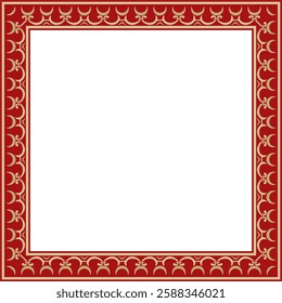 Vector gold and red square classic renaissance ornament. Rectangle, european border, revival style frame
