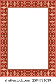 Vector gold and red square classic byzantine ornament. Rectangle, border, Ancient Greece, Eastern Roman Empire frame. Decoration of the Russian Orthodox Church
