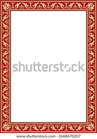 Vector gold and red square classic byzantine ornament. Rectangle, border, Ancient Greece, Eastern Roman Empire frame. Decoration of the Russian Orthodox Church
