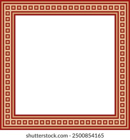 Vector gold with red square Egyptian ornament. Rectangle, frame, ancient Egypt.Pattern of lotus flowers and sun
