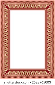 Vector gold and red square Egyptian ornament. Endless Rectangle, Ring of Ancient Egypt. Geometric African frame.
