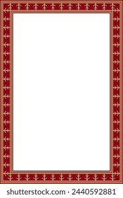 Vector gold and red square Yakut ornament. Infinite rectangle, border, frame of the northern peoples of the Far East.