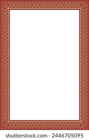 Vector gold and red square Yakut ornament. Infinite rectangle, border, frame of the northern peoples of the Far East.
