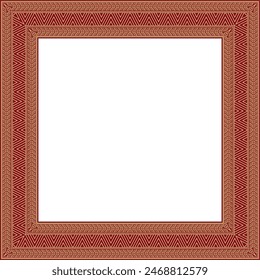 Vector gold and red square Yakut ornament. Infinite rectangle, border, frame of the northern peoples of the Far East.