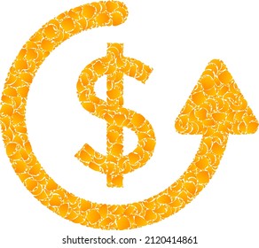 Vector gold repeat payment mosaic icon. Repeat payment is isolated on a white background. Gold items mosaic based on repeat payment icon.