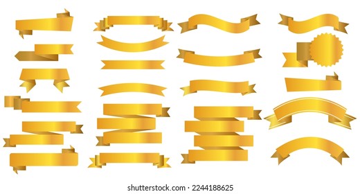 Vector gold ribbon. Bright flags for text and design. Design element for applications, website and social networks