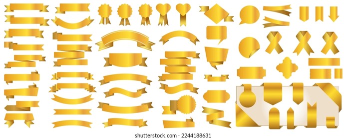 Vector gold ribbon. Bright flags for text and design. Design element for applications, website and social networks