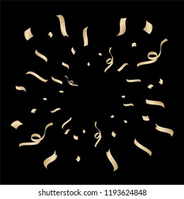 Vector gold ribbons festive illustration on black background