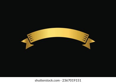 Vector gold ribbons set. Realistic 3d golden banners for sales and discounts. Design elements for special offer advertisement, new shop products, Black Friday medal editable background