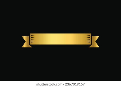 Vector gold ribbons set. Realistic 3d golden banners for sales and discounts. Design elements for special offer advertisement, new shop products, Black Friday medal editable background