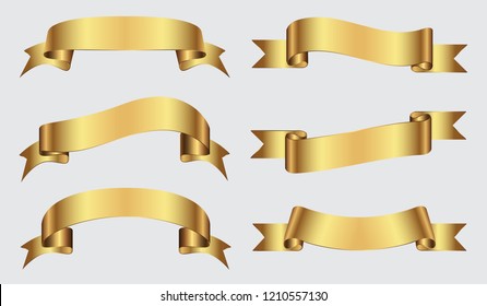 Vector gold ribbons.Ribbon banners with space for text.