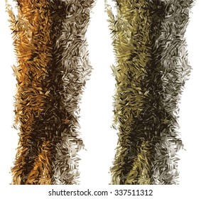 Vector gold rice scattering stream. Eco cereal design