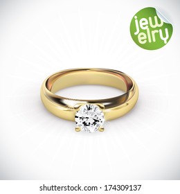 Vector Gold Ring Illustration, Icons, Button, Sign, Symbol, Logo with Sticker for Family, Celebration, Lovers, People