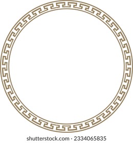 Vector gold round Chinese ornament. Circle border, east asian frame. Korea pattern, Taiwan, Hong Kong.
