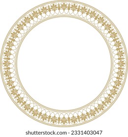 Vector gold round classic Greek meander ornament. Pattern, circle of Ancient Greece. Border, frame, ring of the Roman Empire.
