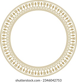 Vector gold round classic Greek meander ornament. Pattern, circle of Ancient Greece. Border, frame, ring of the Roman Empire.
