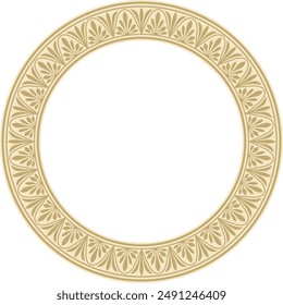 Vector gold round classic Greek meander ornament. Pattern, circle of Ancient Greece. Border, frame, ring of the Roman Empire.
