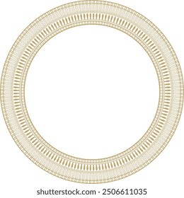 Vector gold round classic Greek meander ornament. Pattern, circle of Ancient Greece. Border, frame, ring of the Roman Empire.
