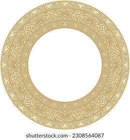 Vector gold round classic renaissance ornament. Circle, ring european border, revival style frame.
