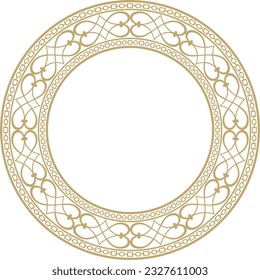 Vector gold round classic renaissance ornament. Circle, ring european border, revival style frame.
