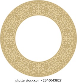 Vector gold round classic renaissance ornament. Circle, ring european border, revival style frame.
