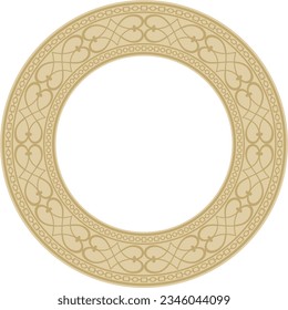 Vector gold round classic renaissance ornament. Circle, ring european border, revival style frame.
