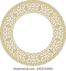 Vector gold round classic renaissance ornament. Circle, ring european border, revival style frame.
