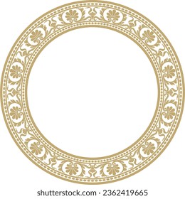 Vector gold round classic renaissance ornament. Circle, ring european border, revival style frame.
