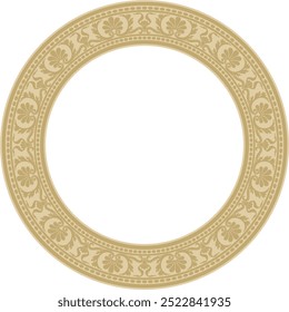 Vector gold round classic renaissance ornament. Circle, ring european border, revival style frame.
