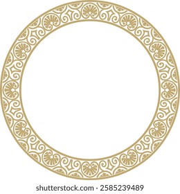 Vector gold round classic renaissance ornament. Circle, ring european border, revival style frame.
