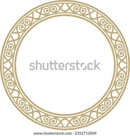 Vector gold round classic renaissance ornament. Circle, ring european border, revival style frame.
