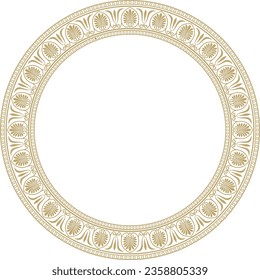 Vector gold round classical Greek ornament. European ornament. Border, frame, circle, ring Ancient Greece, Roman Empire.
