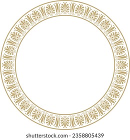 Vector gold round classical Greek ornament. European ornament. Border, frame, circle, ring Ancient Greece, Roman Empire.
