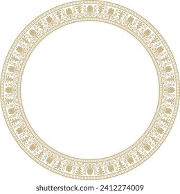 Vector gold round classical Greek ornament. European ornament. Border, frame, circle, ring Ancient Greece, Roman Empire.
